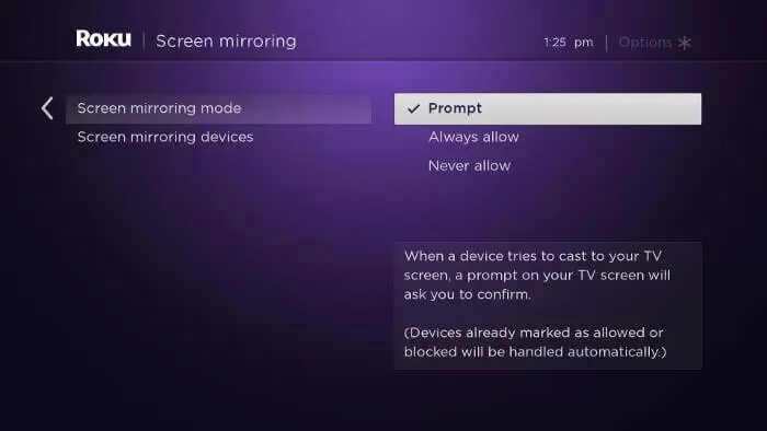 Tap Always allows to screen mirror mobdro on roku