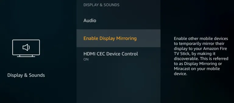 Select Enable Display Mirroring